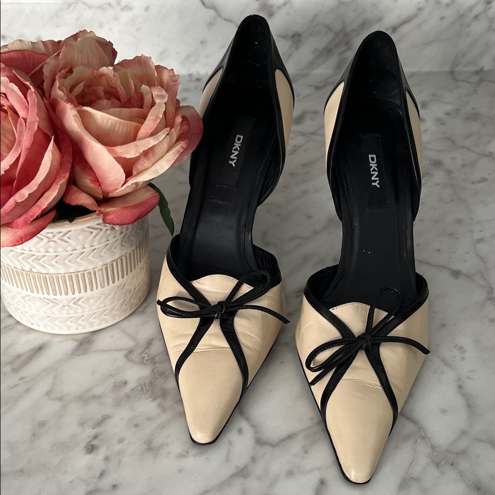 DKNY Black and Cream Heels